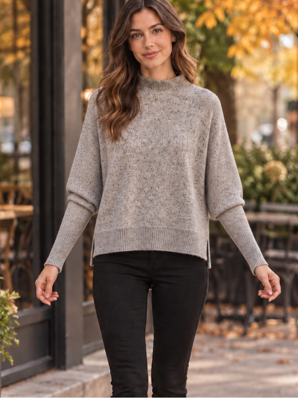 Max Studio Grey Merino Wool Alpaca Blend Poncho Sweater Women’s XS